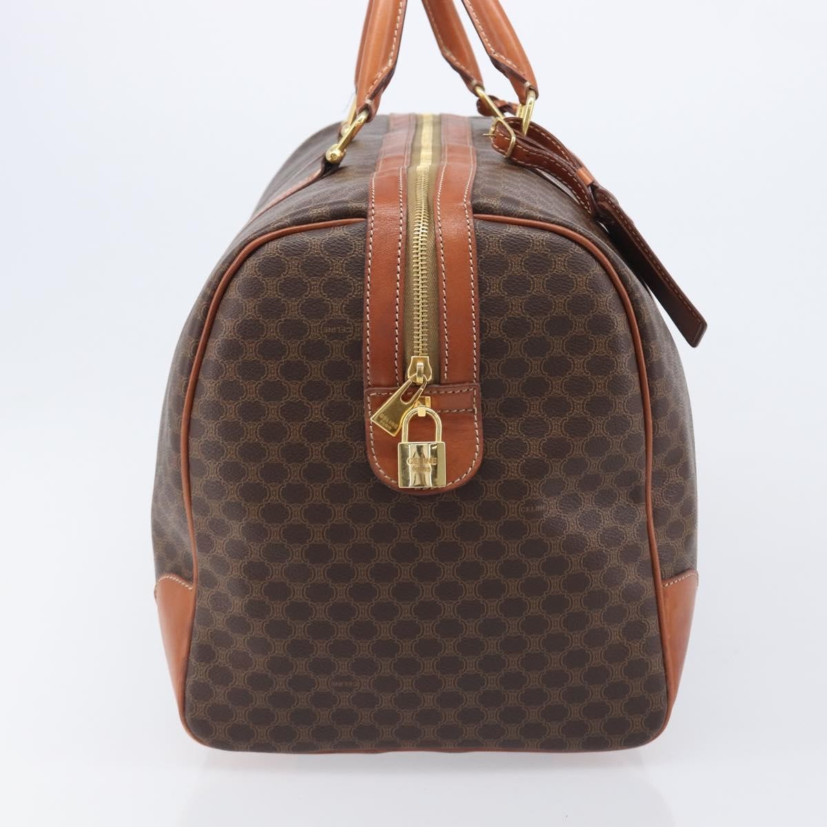 Celine Vintage Duffle Macadam Coated Canvas Brown Canvas Handbag (Pre-Owned)