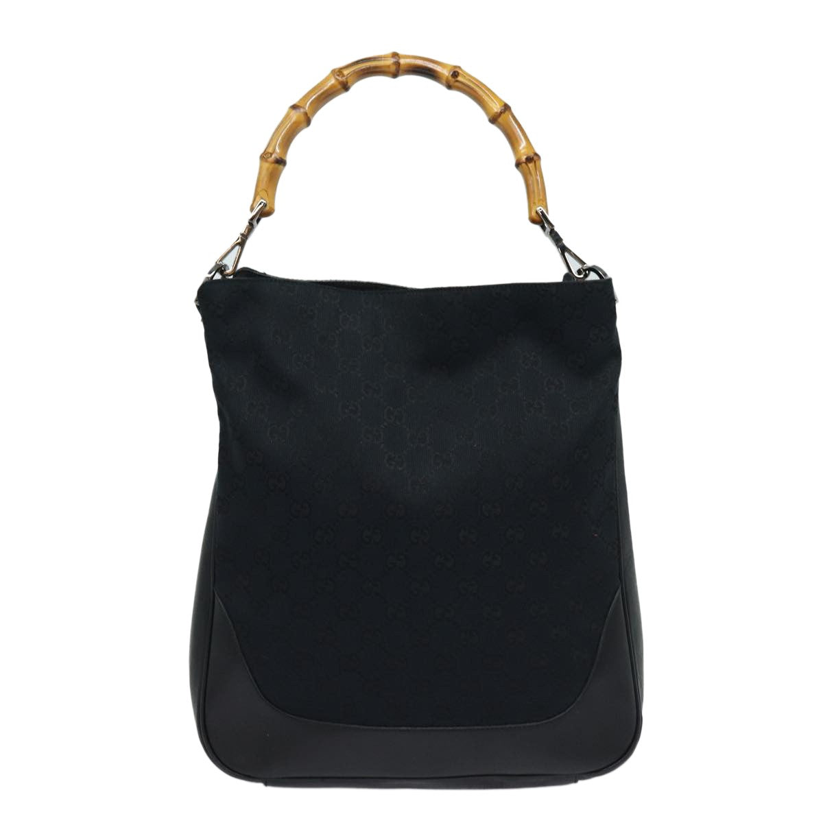 Gucci Bamboo Shoulder Gg Canvas Black Canvas Shoulder Bag Bag (Pre-Owned)