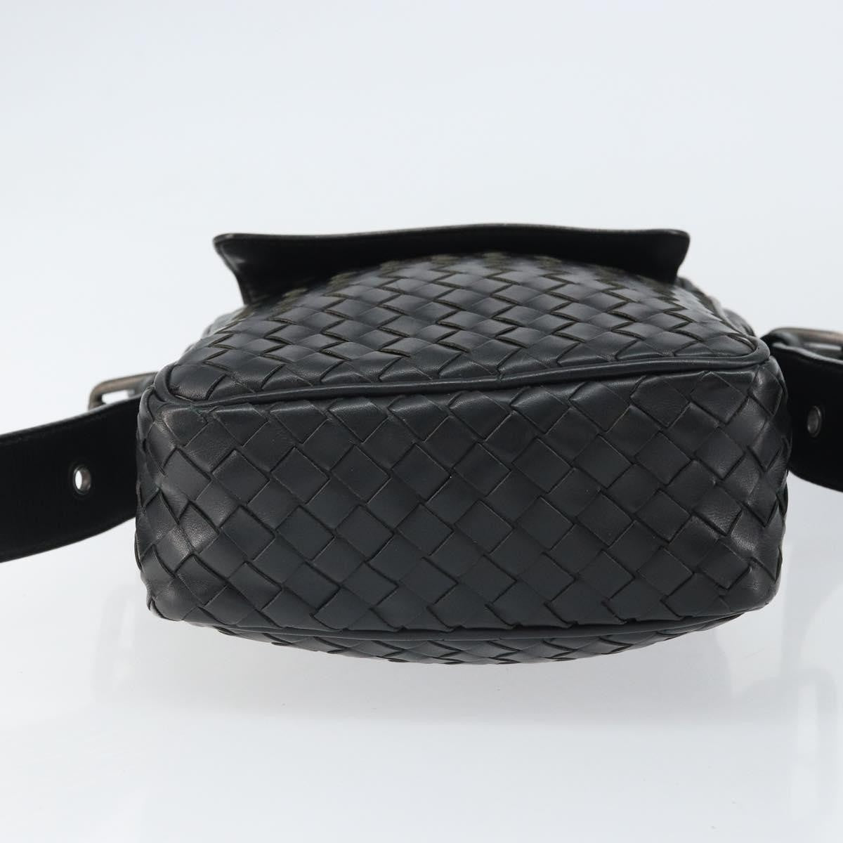 Bottega Veneta 76 Shoulder Intrecciato Goatskin Black Leather Shoulder Bag Bag (Pre-Owned)