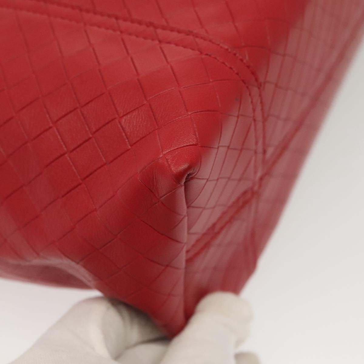 Bottega Veneta Intrecciomirage Tote Leather Red Leather Tote Bag Bag (Pre-Owned)