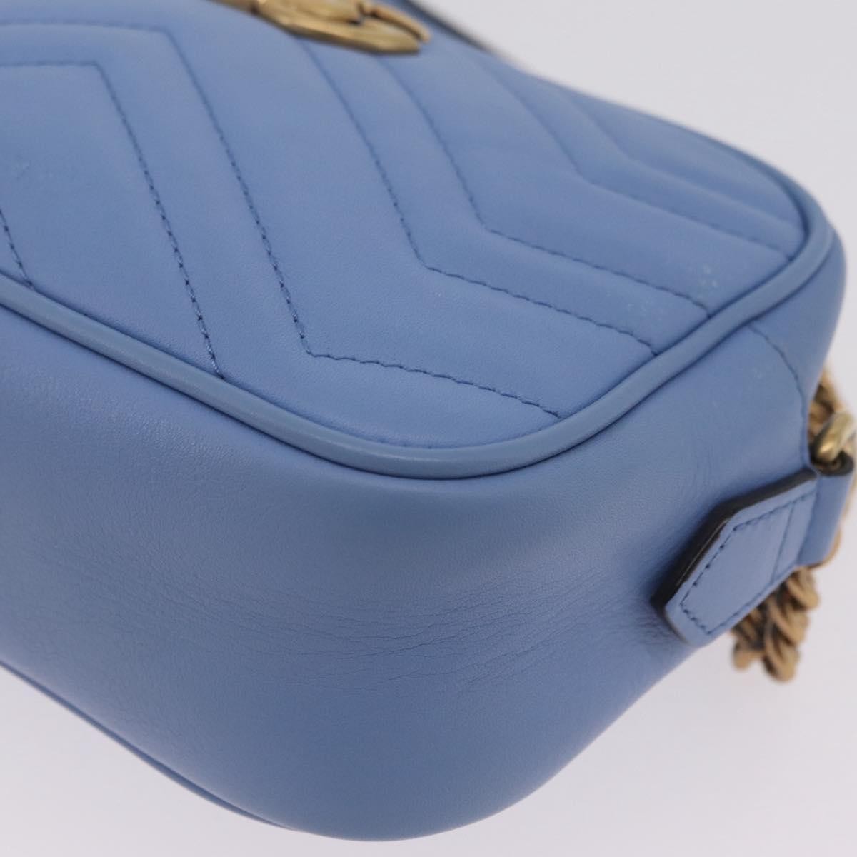 Gucci Gg Marmont Matelasse Patent Blue Leather Shoulder Bag Bag (Pre-Owned)