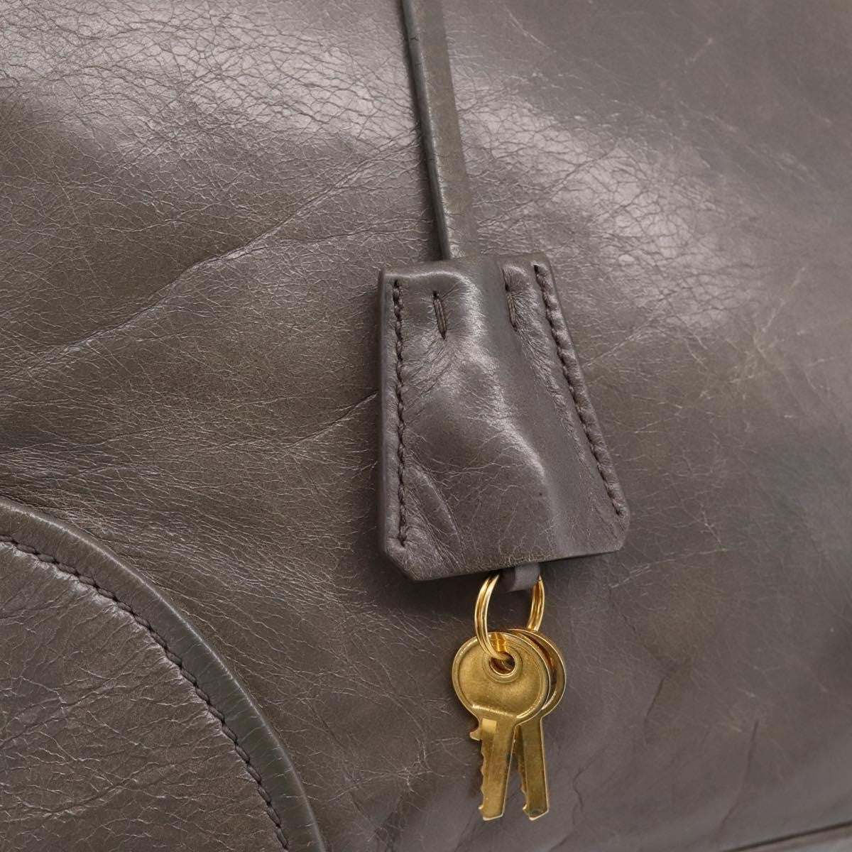 Prada Convertible Bauletto Vitello Shine Gray Leather Handbag (Pre-Owned)
