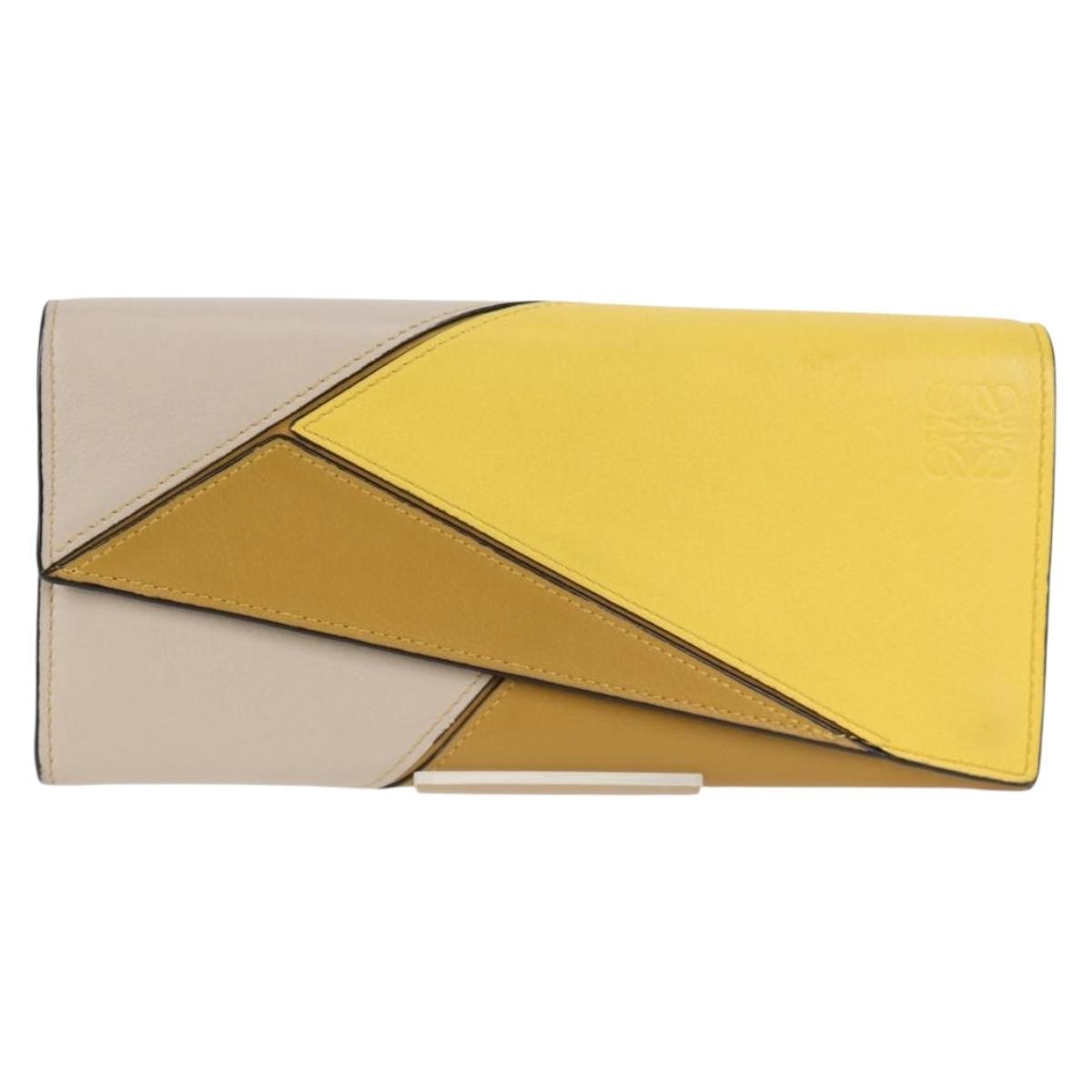 Loewe Puzzle Zip Leather Yellow Leather Wallets Accessory (Pre-Owned)