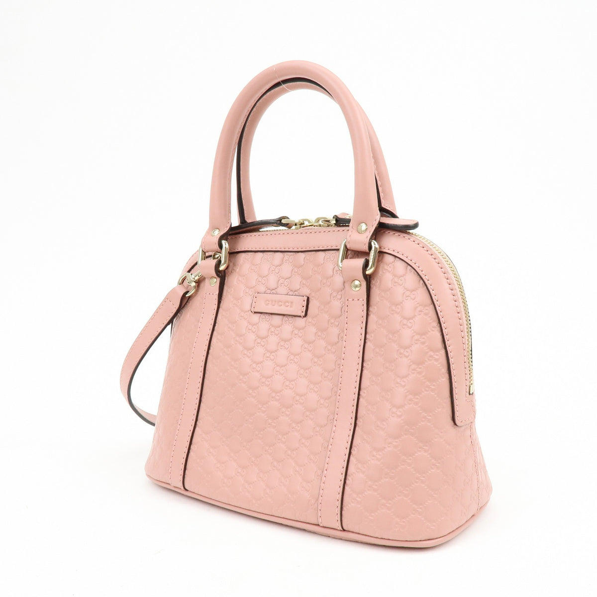Gucci Gg Charm Convertible Dome Satchel Guccissima Leather Pink Leather Handbag (Pre-Owned)