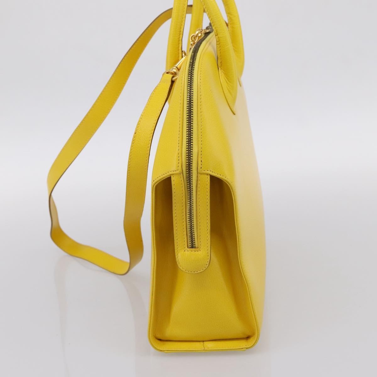 Salvatore Ferragamo Gancini Leather Yellow Leather Handbag (Pre-Owned)