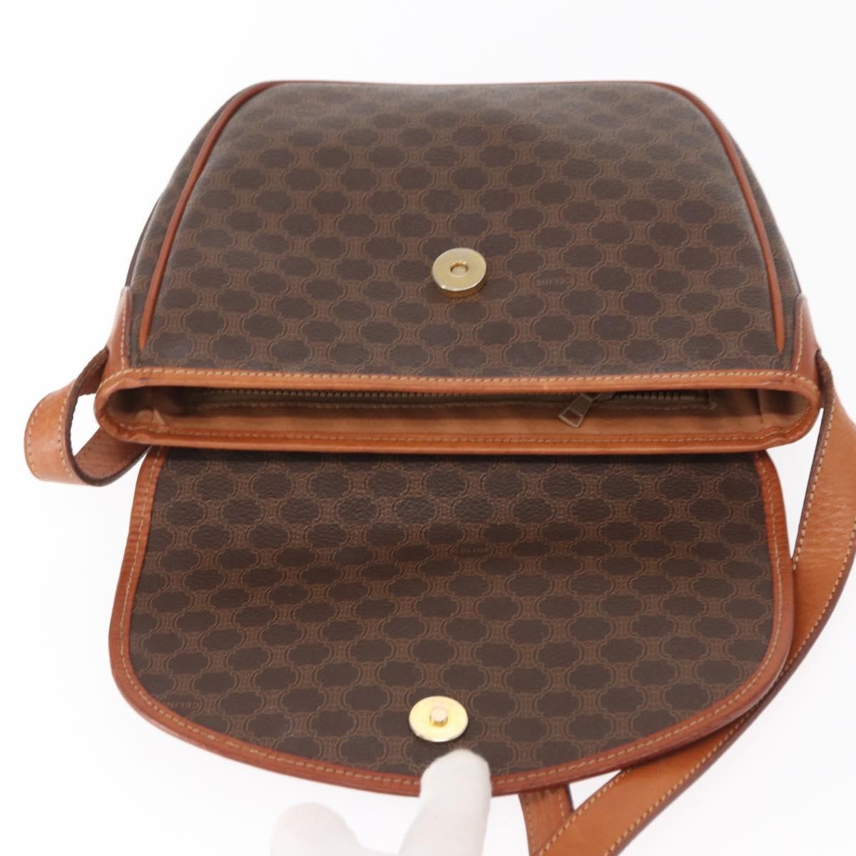 Celine Vintage Macadam Canvas And Leather Brown Canvas Shoulder Bag Bag (Pre-Owned)