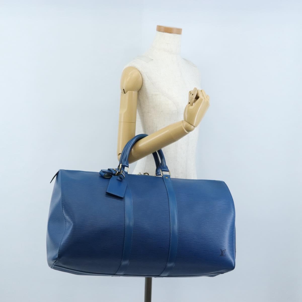 Louis Vuitton Keepall Epi Leather Blue Leather Travel Bag Bag (Pre-Owned)