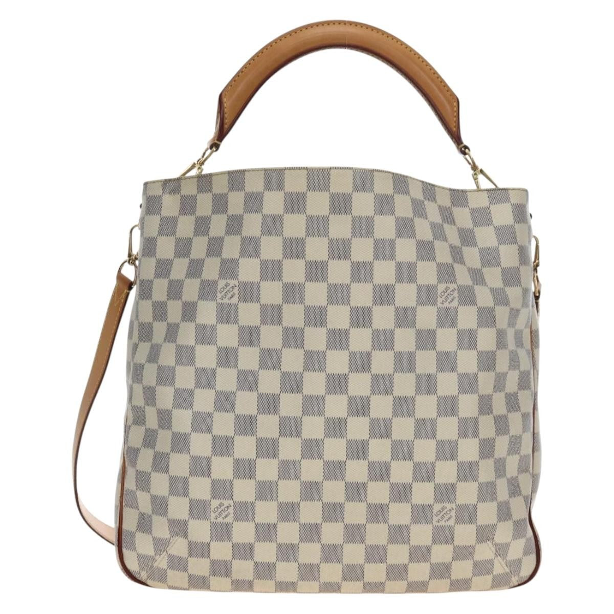 Louis Vuitton Soffi Damier Ebene White Canvas Handbag (Pre-Owned)