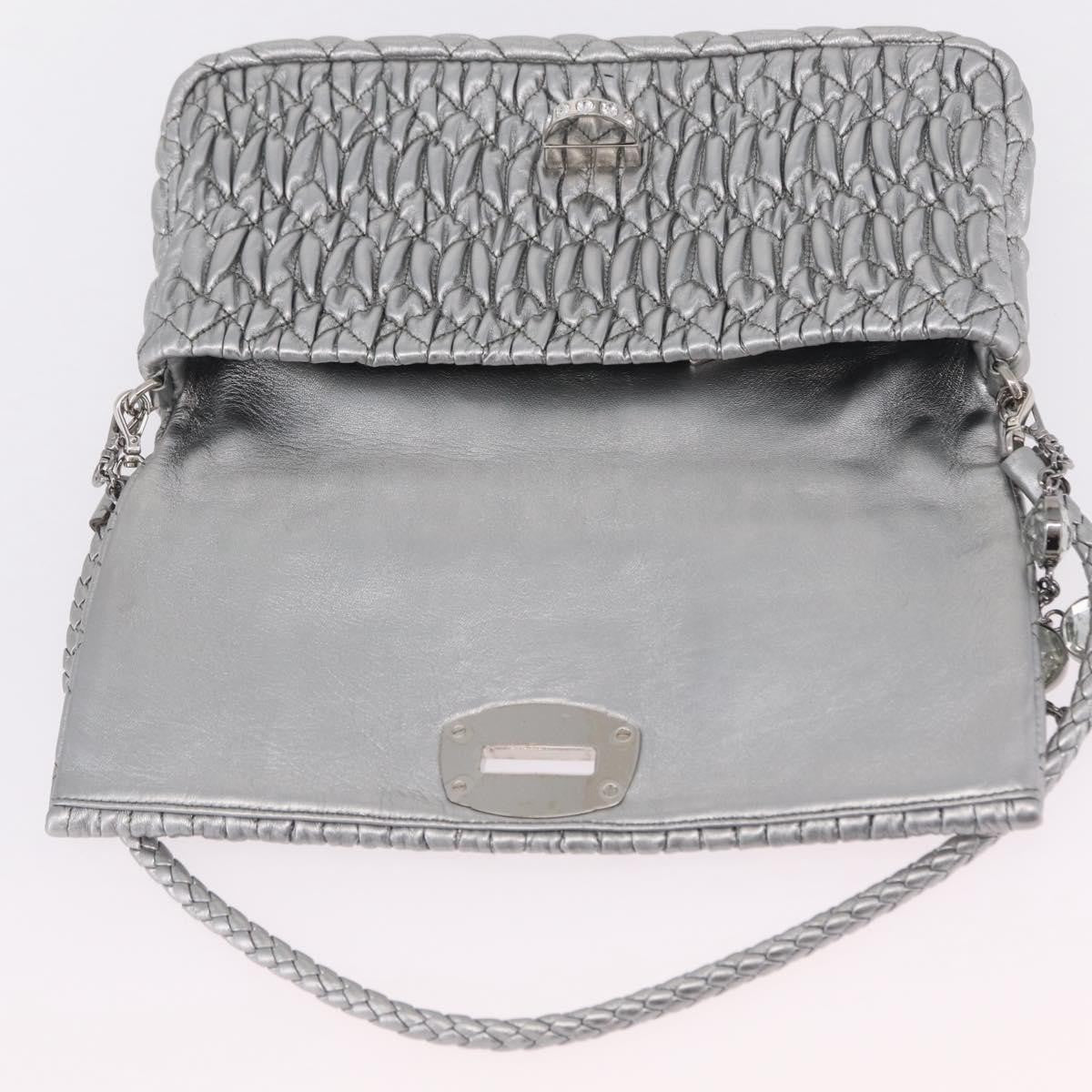 Miu Miu Crystal Clutch Matelasse Leather Silver Leather Clutche & Pouche Bag (Pre-Owned)