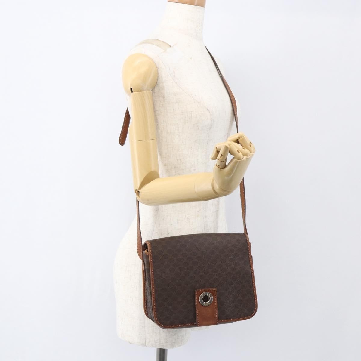 Celine Macadam Shoulder Pvc Leather Brown Pvc Shoulder Bag Bag (Pre-Owned)
