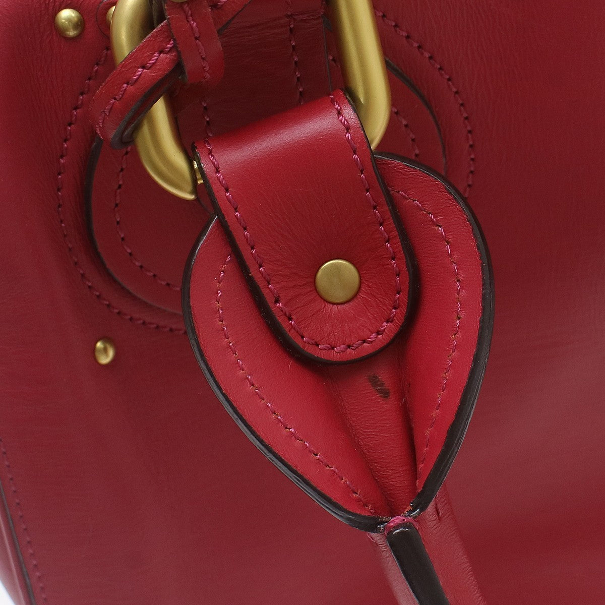 Chloe Paddington Lock Leather Red Leather Handbag (Pre-Owned)