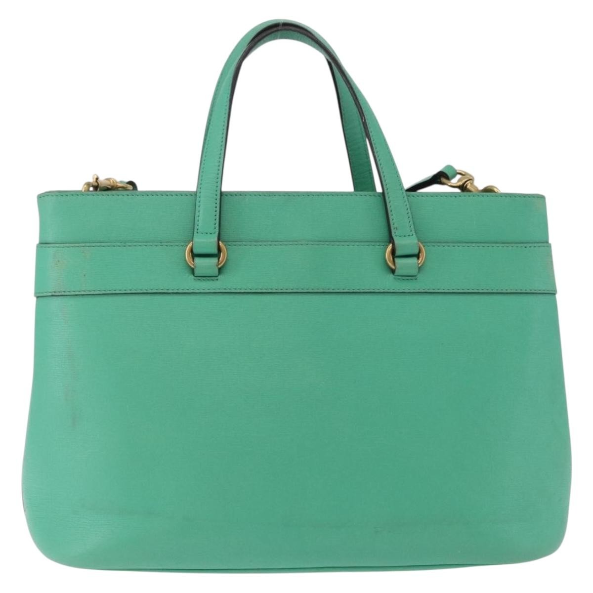 Gucci Bright Bit Convertible Leather Green Leather Tote Bag Bag (Pre-Owned)