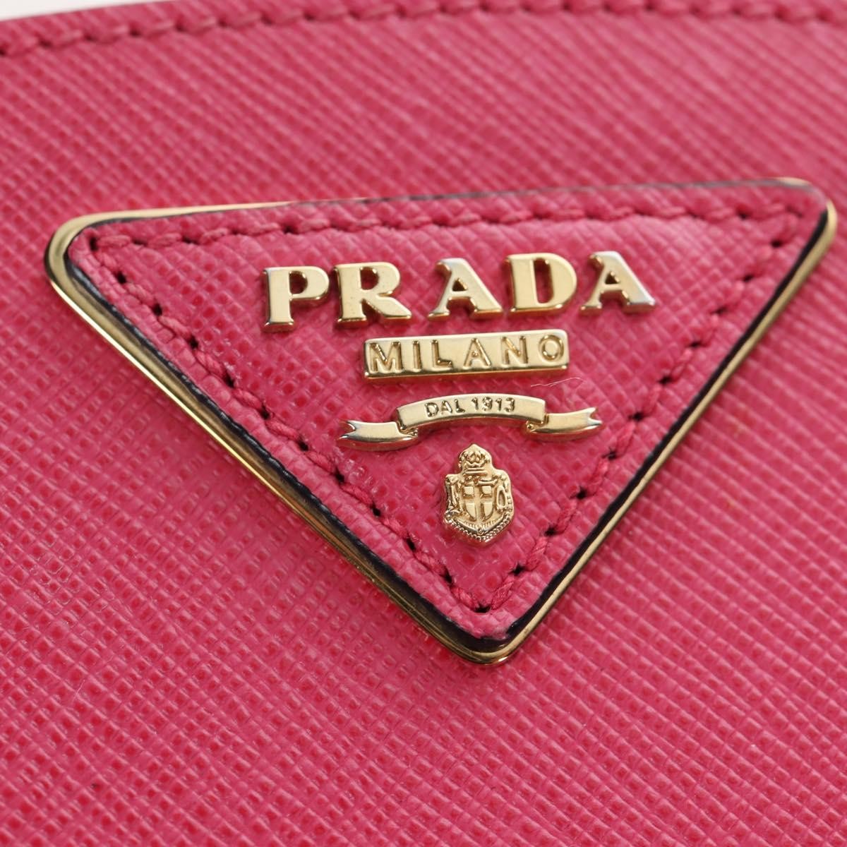 Prada Odette Top Handle Saffiano Leather Pink Leather Handbag (Pre-Owned)