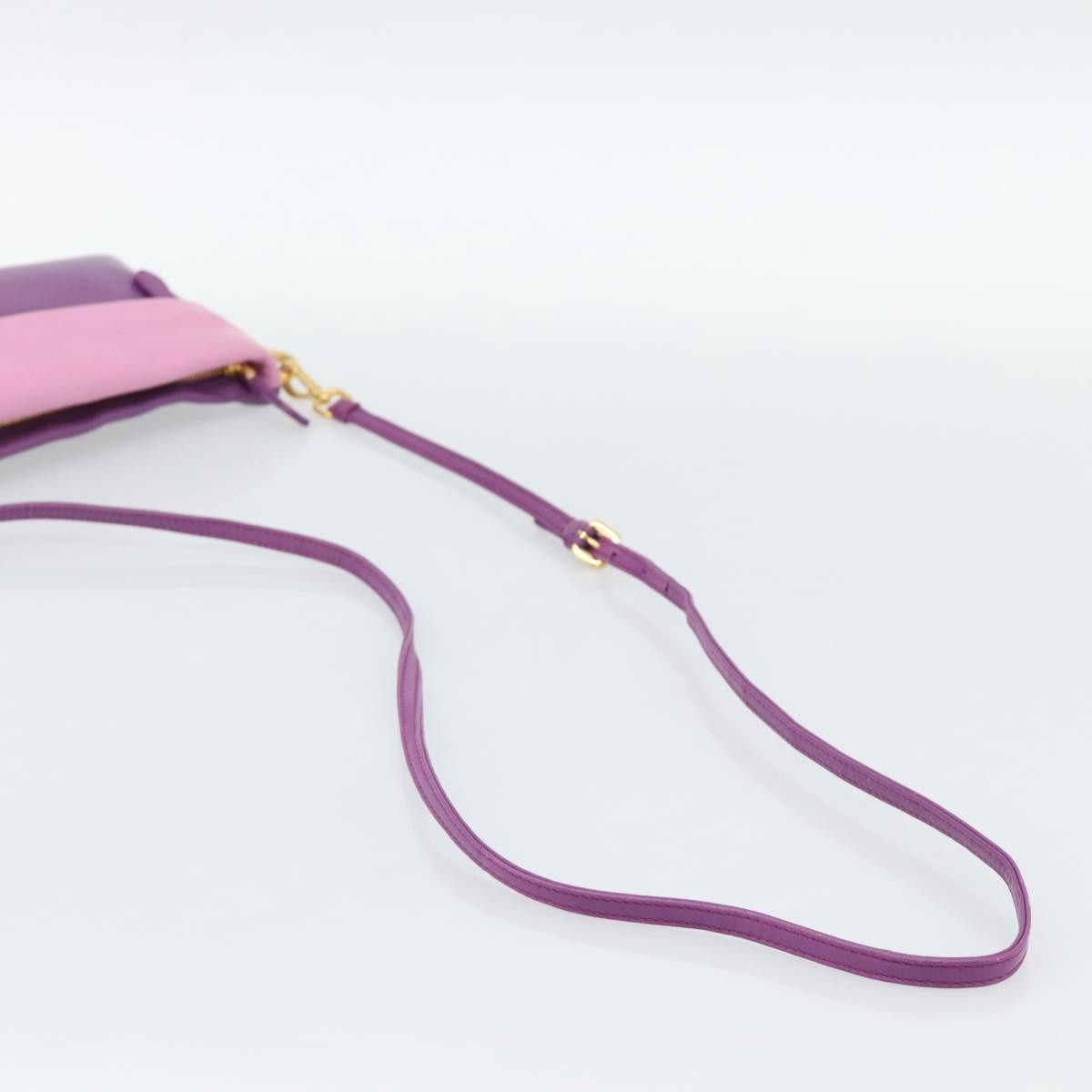 Prada Fold Over Chain Flap Soft Calf Purple Leather Handbag (Pre-Owned)