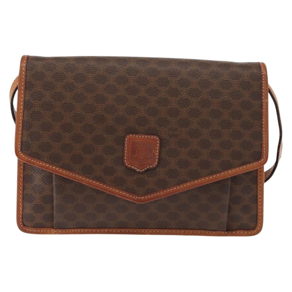 Celine Vintage Macadam Canvas And Leather Brown Canvas Shoulder Bag Bag (Pre-Owned)