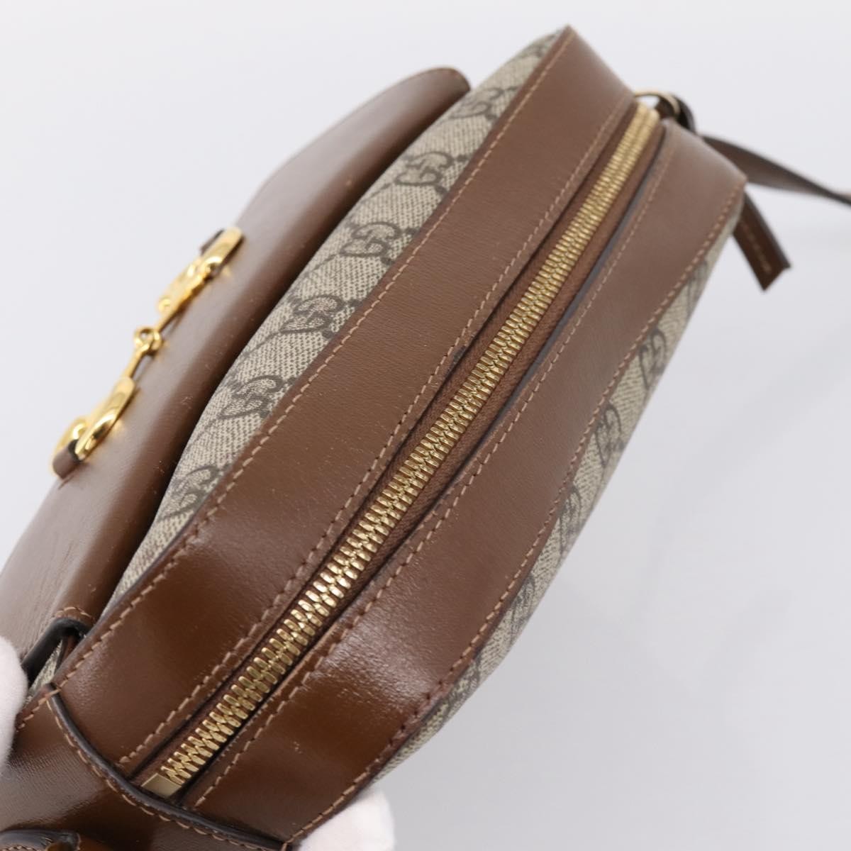 Gucci Horsebit 1955 Flap Pocket Camera Gg Coated Canvas And Leather Beige Canvas Shoulder Bag Bag (Pre-Owned)