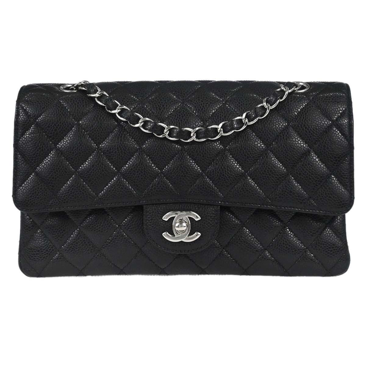 Chanel Timeless - Classic Double Flap Quilted Caviar Black Calfskin Shoulder Bag Bag (Pre-Owned)