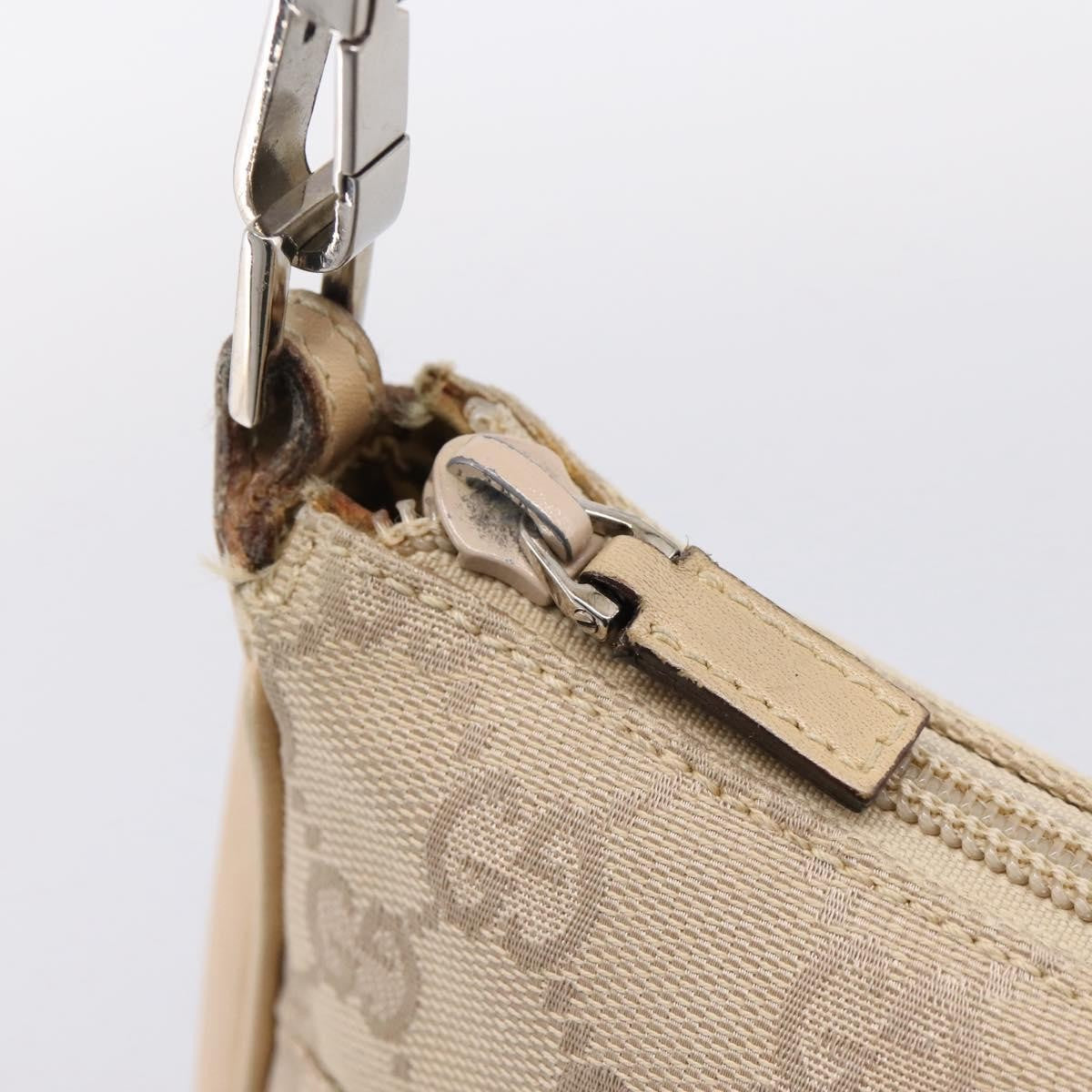 Gucci Bamboo Top Handle Gg Canvas Beige Canvas Handbag (Pre-Owned)