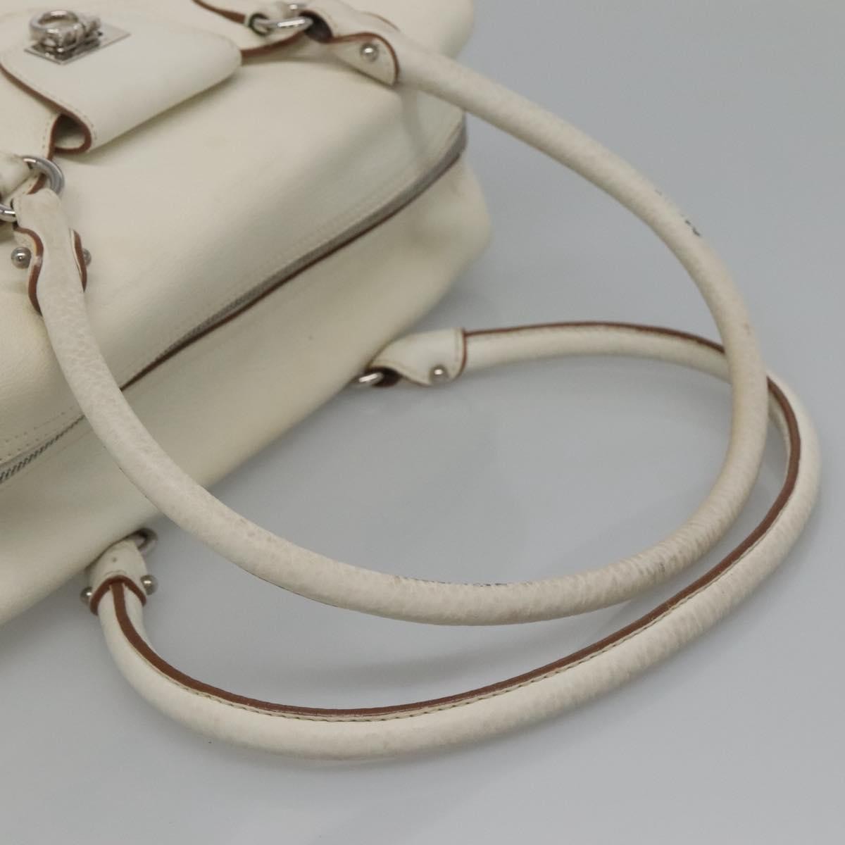 Salvatore Ferragamo Gancini Buckle Leather White Leather Shoulder Bag Bag (Pre-Owned)