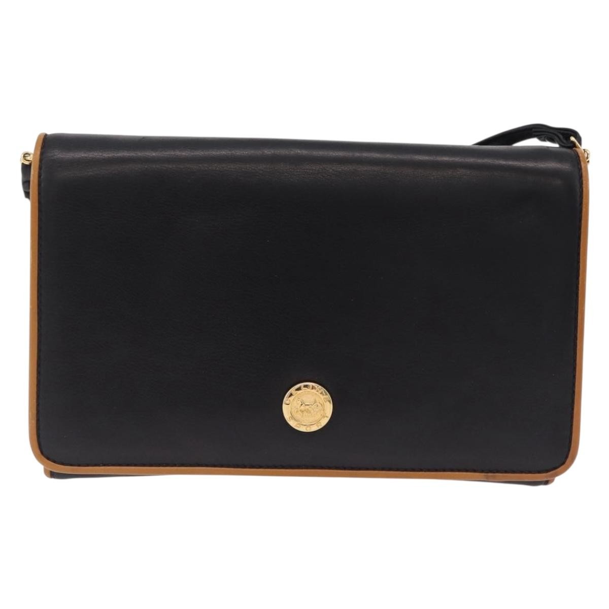 Celine Flap Shoulder Leather Black Leather Shoulder Bag Bag (Pre-Owned)