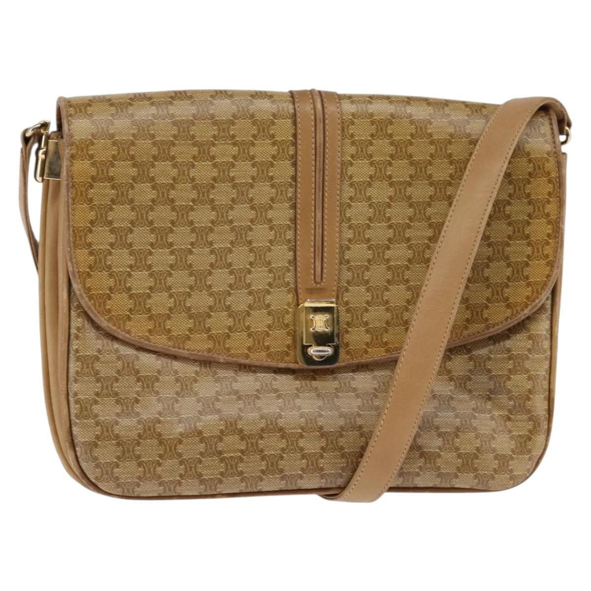 Celine Vintage Macadam Canvas And Leather Beige Canvas Shoulder Bag Bag (Pre-Owned)