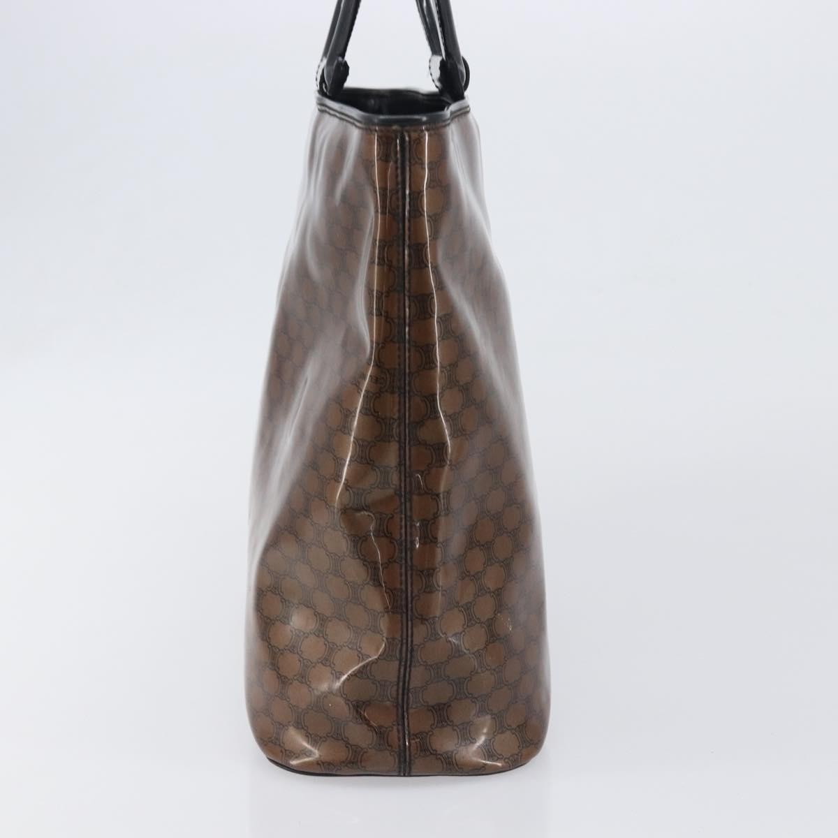Celine Vintage Macadam Shopper Tote Venyl Brown Canvas Tote Bag Bag (Pre-Owned)