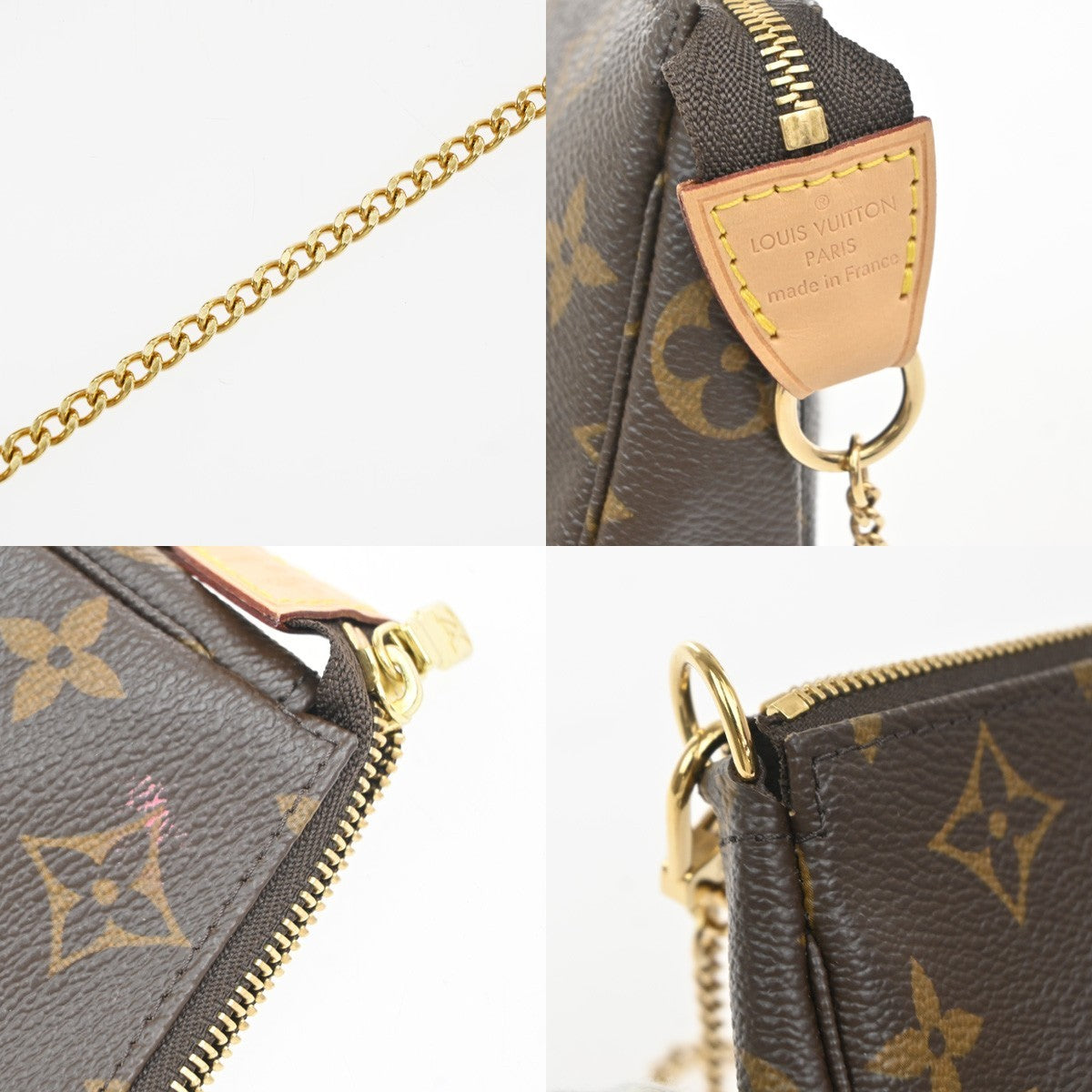 Louis Vuitton Mini Pochette Accessoires Canvas Brown Leather Clutche & Pouche Bag (Pre-Owned)