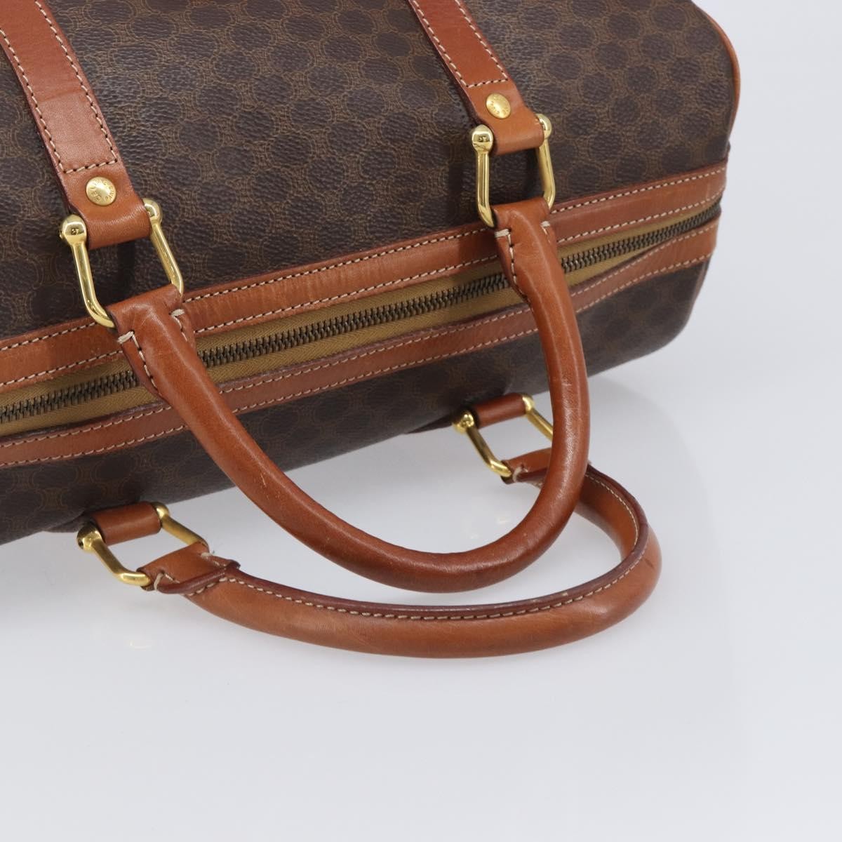 Celine Vintage Duffle Macadam Coated Canvas Brown Pvc Handbag (Pre-Owned)