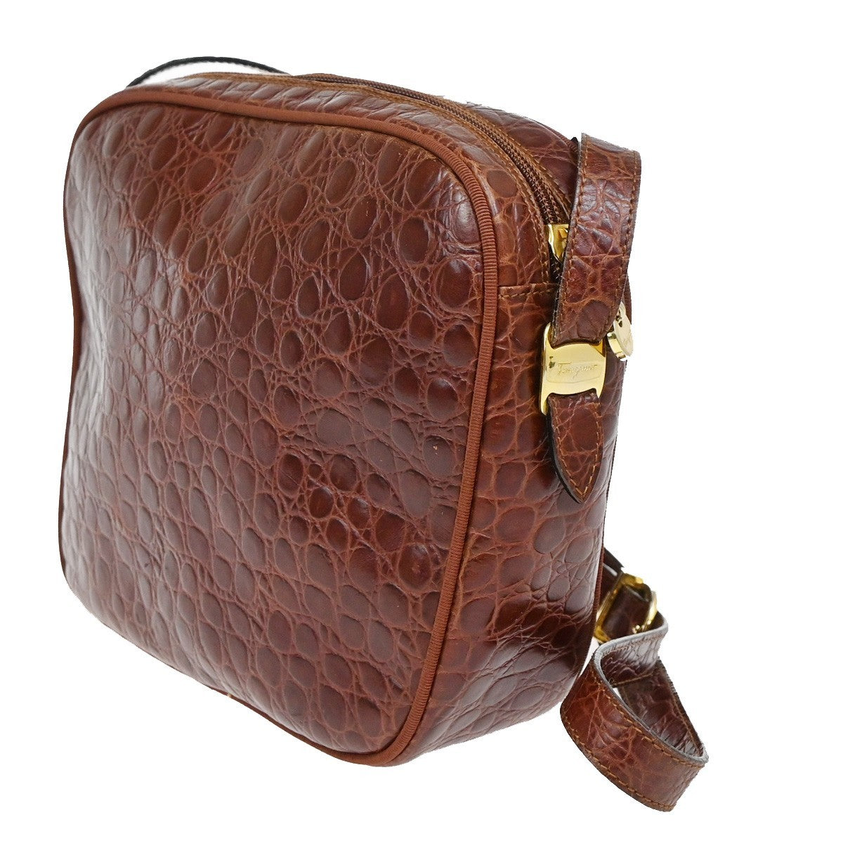 Salvatore Ferragamo Vala Leather Brown Leather Shoulder Bag Bag (Pre-Owned)