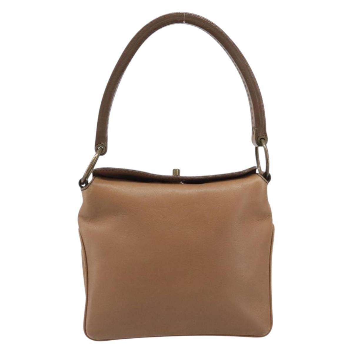 Miu Miu Beau Top Handle Leather Brown Leather Handbag (Pre-Owned)