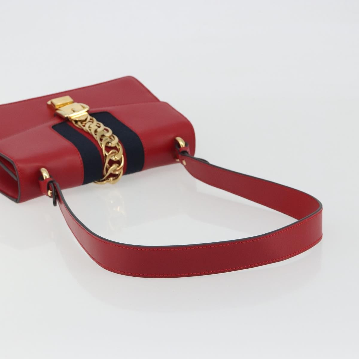 Gucci Sylvie Leather Red Leather Shoulder Bag Bag (Pre-Owned)