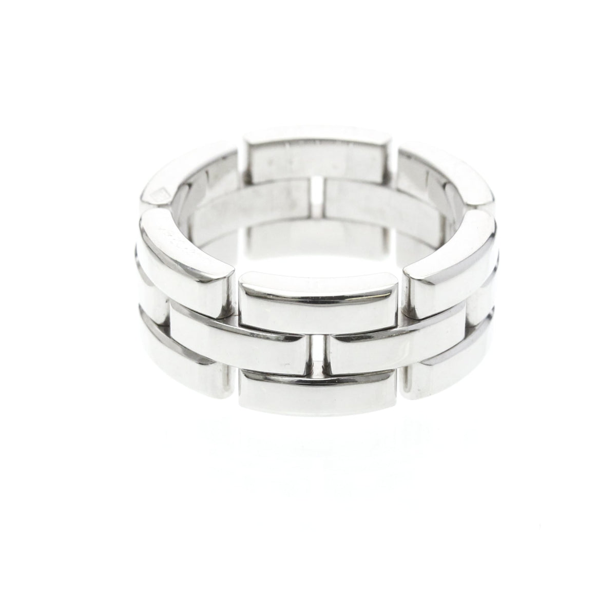 Cartier Maillon Panthere 3 Row 18K White Gold Silver White_Gold Ring Jewelry (Pre-Owned)