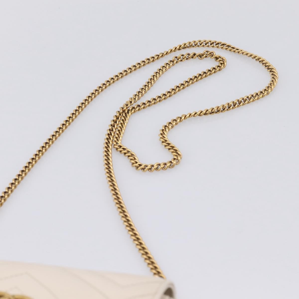 Gucci Gg Marmont Flap Chain Gg Coated Canvas And Leather Beige Leather Shoulder Bag Bag (Pre-Owned)