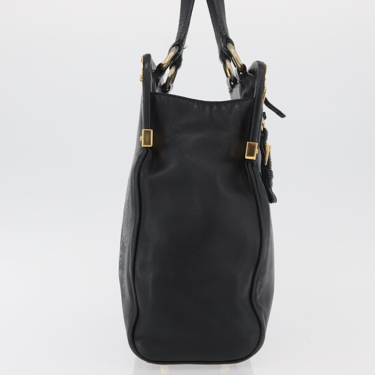 Prada Tote Leather Black Leather Tote Bag Bag (Pre-Owned)