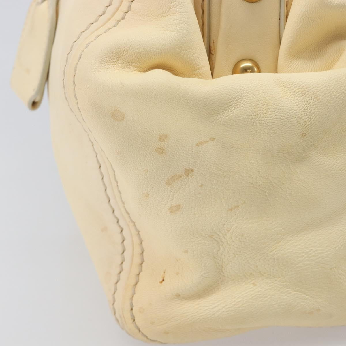 Miu Miu Beau Top Handle Leather Beige Leather Handbag (Pre-Owned)