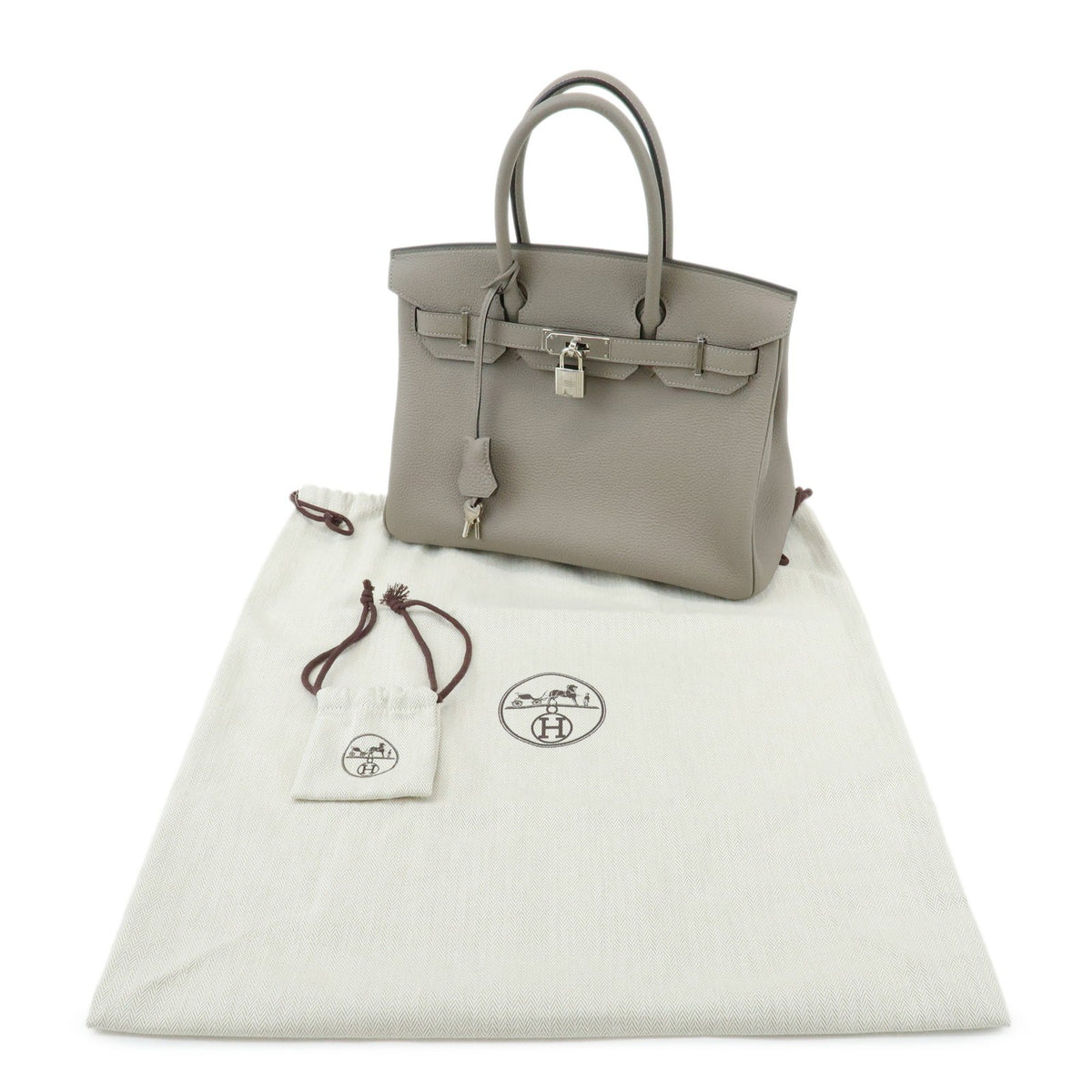 Hermes Birkin Grey Togo With Palladium Hardware Gray Leather Handbag (Pre-Owned)