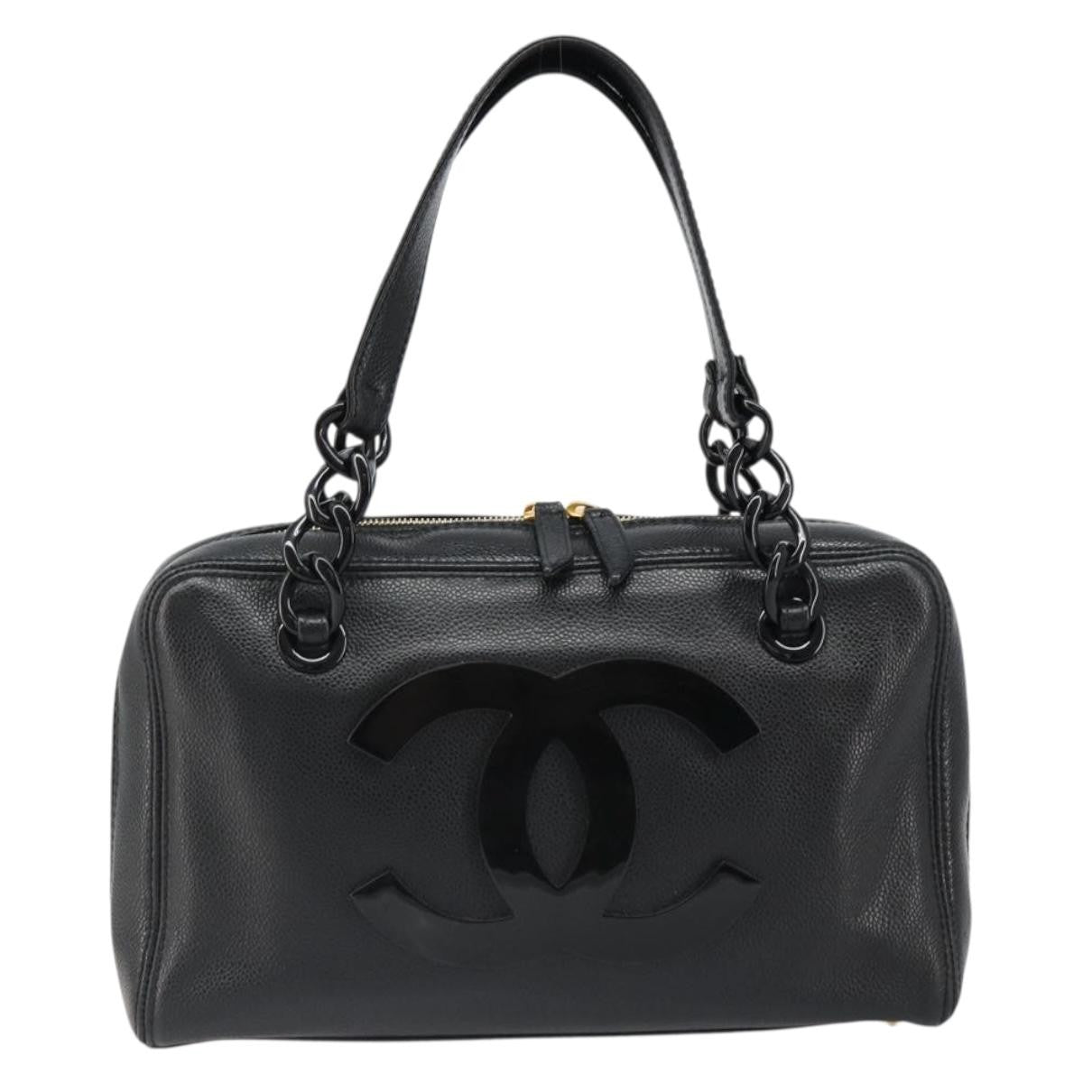 Chanel Coco Mark Leather Black Leather Shoulder Bag Bag (Pre-Owned)