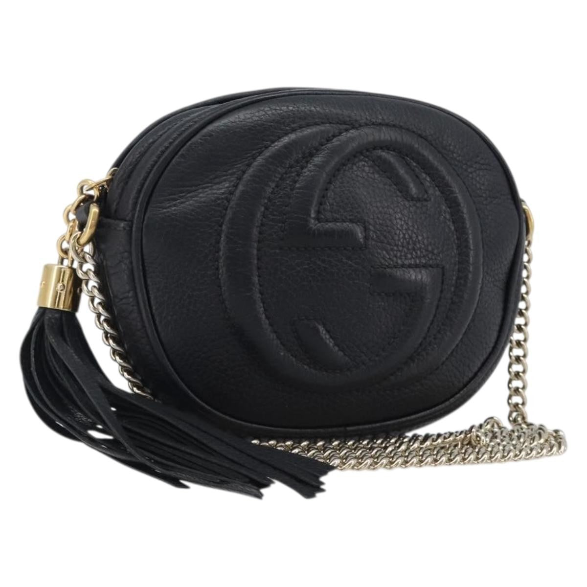 Gucci Soho Chain Leather Black Leather Handbag (Pre-Owned)