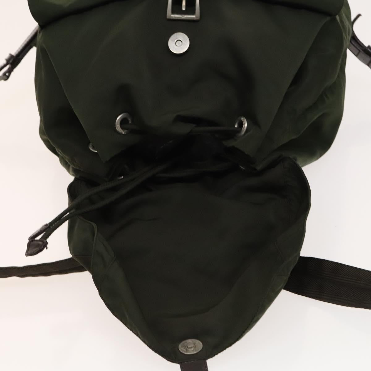 Prada Vela Double Front Pocket Tessuto With Saffiano Leather Khaki Nylon Backpack Bag (Pre-Owned)