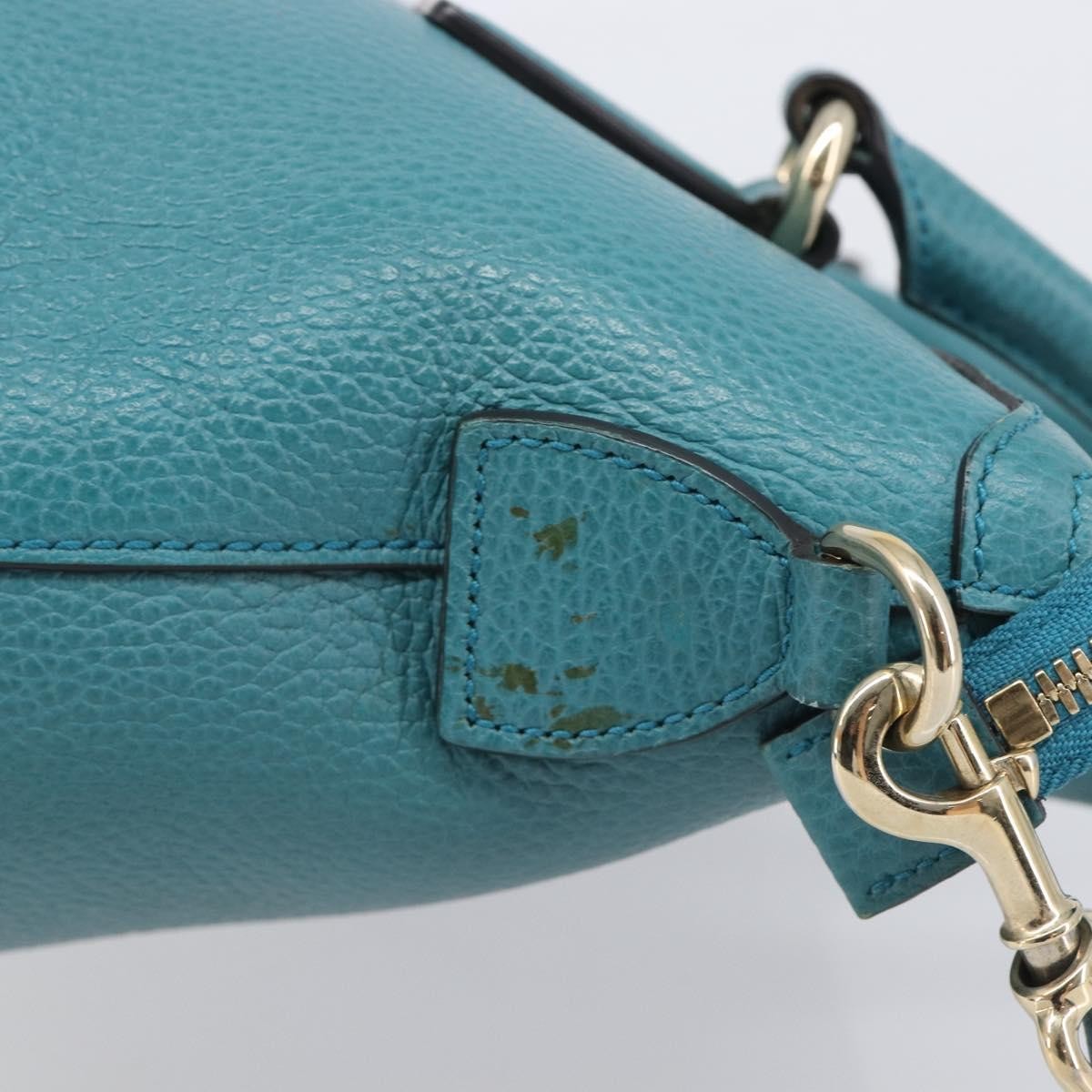 Gucci Gg Charm Convertible Dome Satchel Leather Blue Leather Handbag (Pre-Owned)