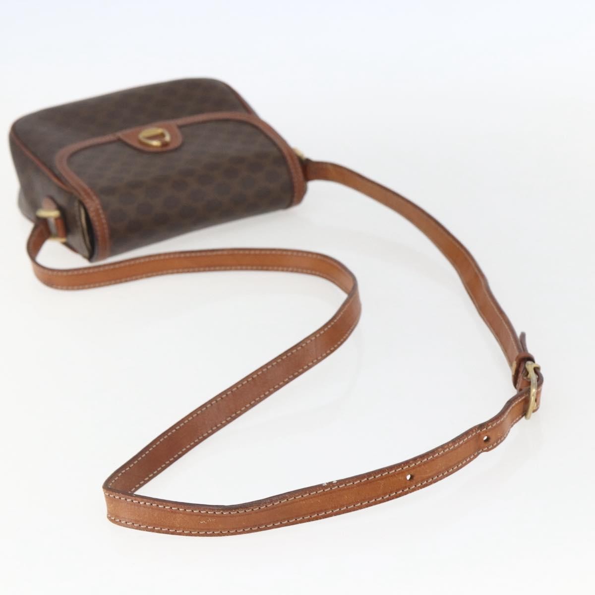 Celine Vintage Macadam Canvas And Leather Brown Canvas Shoulder Bag Bag (Pre-Owned)