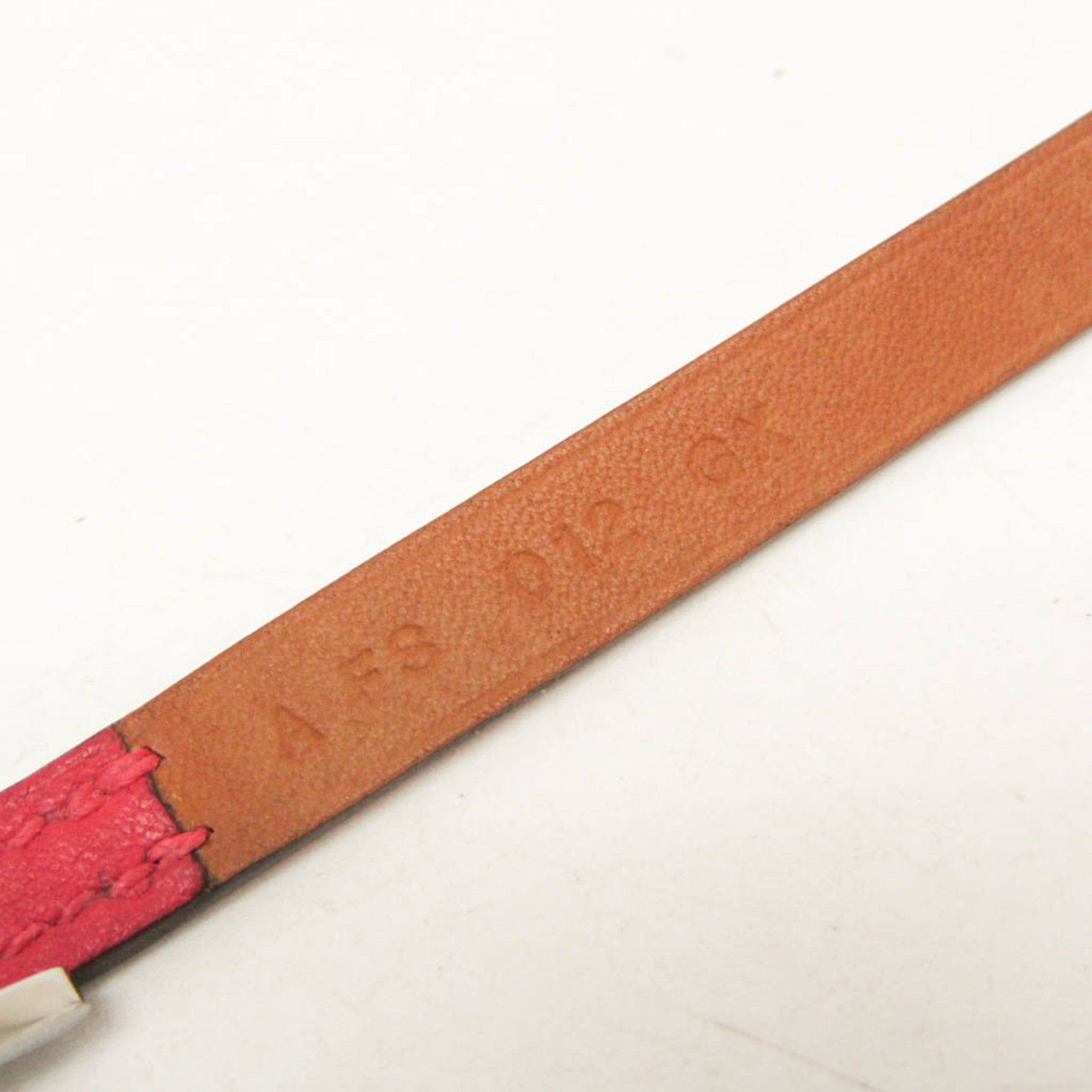 Hermes Hapi 3 Leather With Metal Pink Leather Bracelet Jewelry (Pre-Owned)