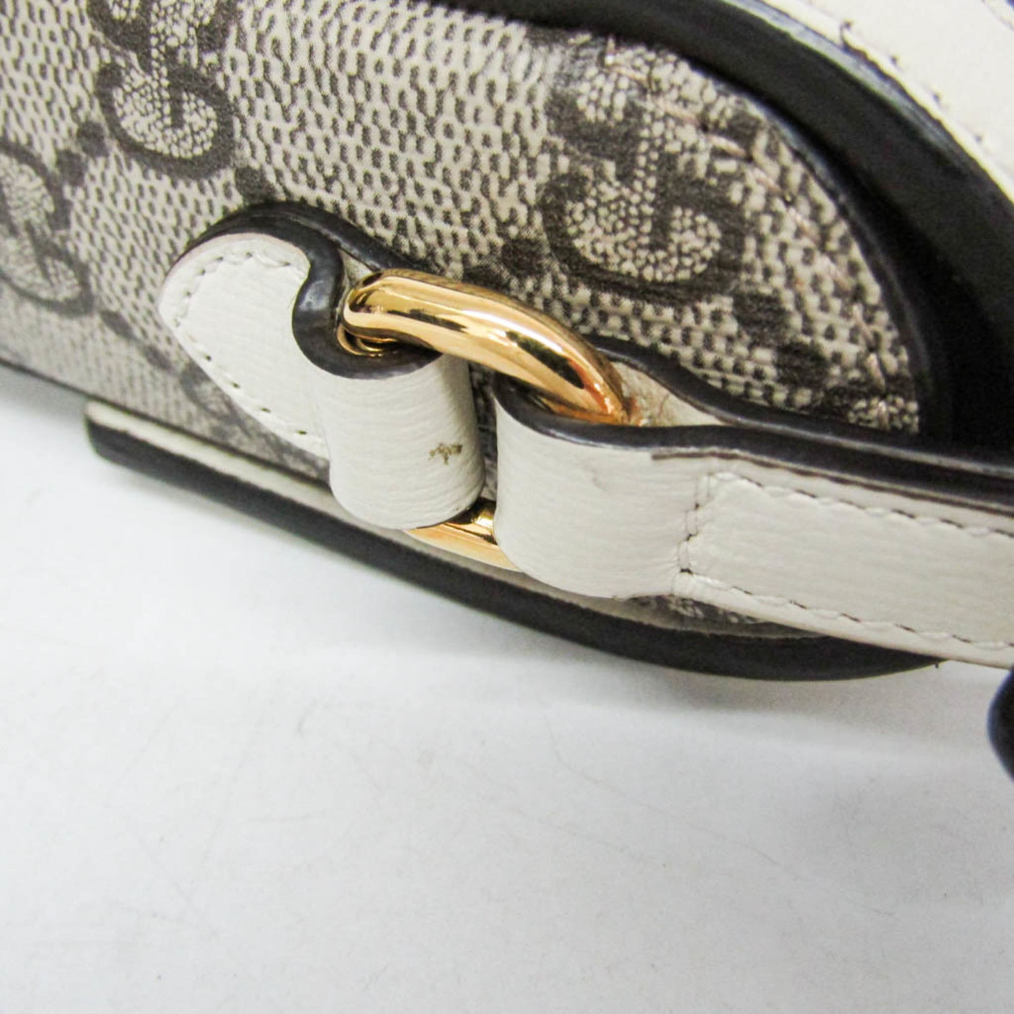 Gucci Horsebit 1955 Gg Coated Canvas With Leather Beige Canvas Crossbody Bag Bag (Pre-Owned)