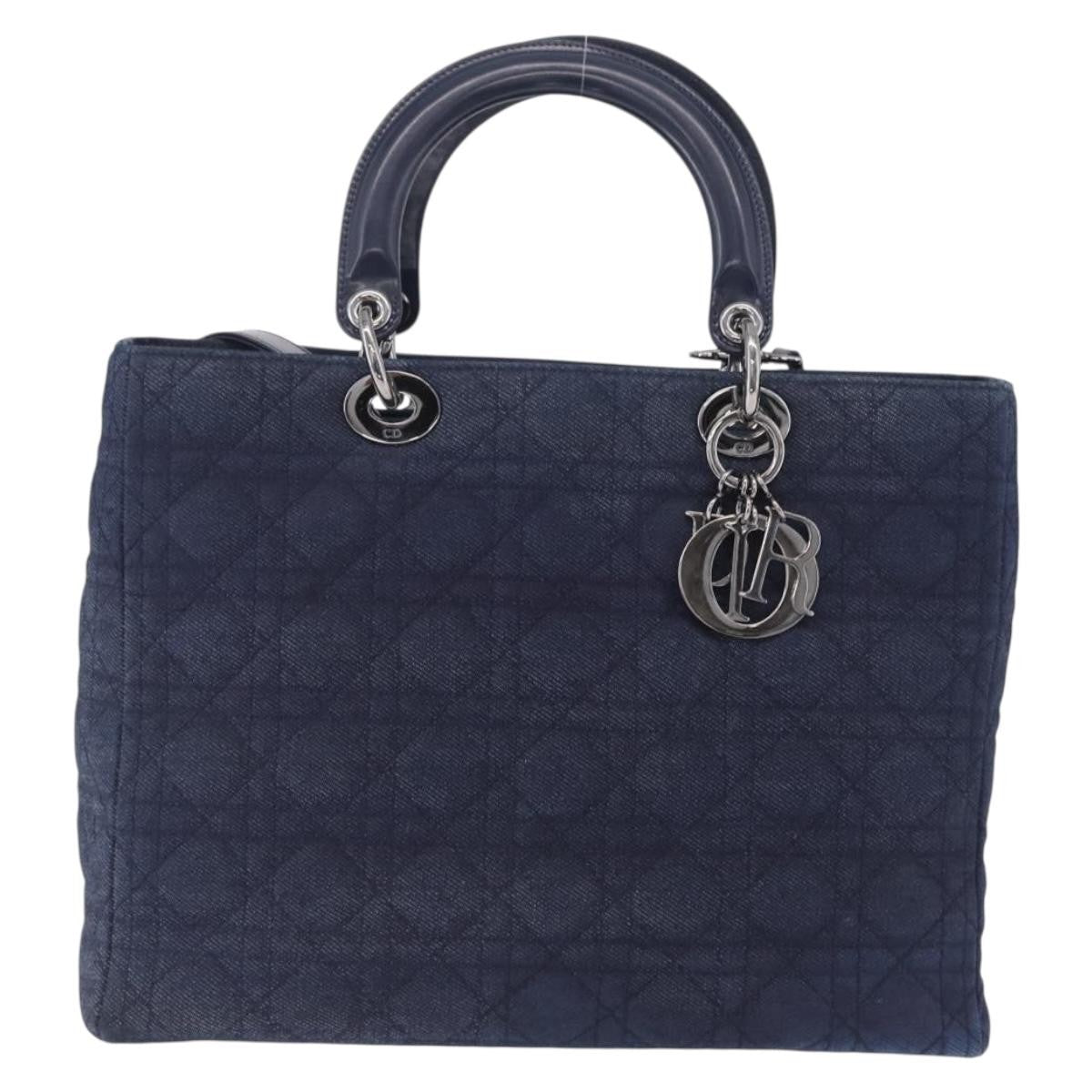 Christian Dior Lady Dior Denim Blue Denim_Jeans Handbag (Pre-Owned)