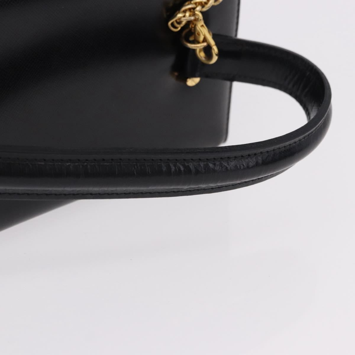Versace Vintage Leather Black Leather Handbag (Pre-Owned)