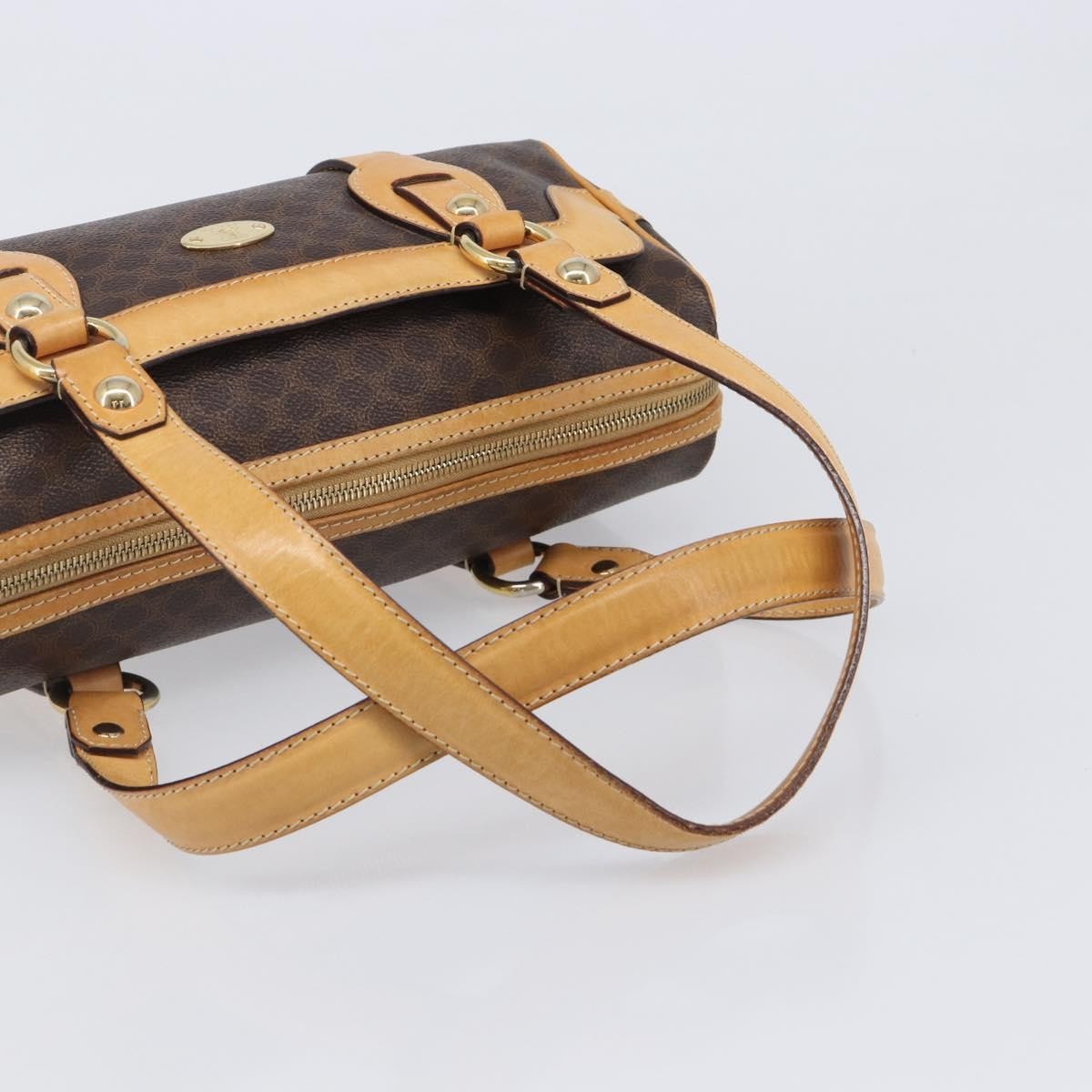 Celine Vintage Shoulder Bag Macadam Canvas & Leather Brown Pvc Shoulder Bag Bag (Pre-Owned)