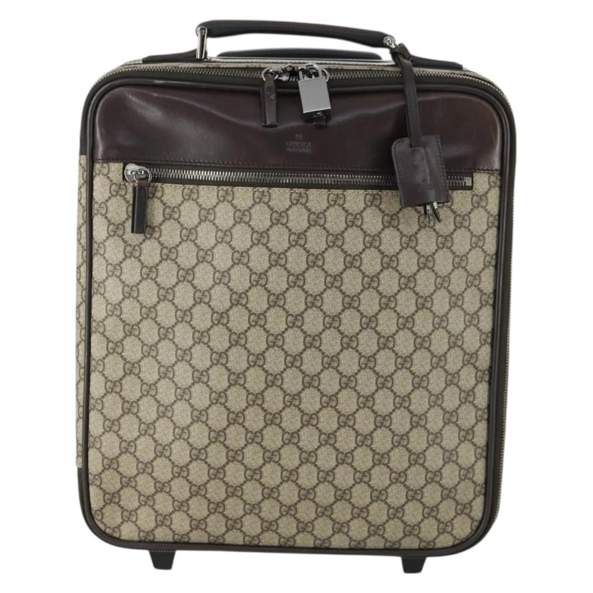 Gucci Web Trolley Rolling Luggage Gg Coated Canvas Beige Pvc Travel Bag Bag (Pre-Owned)