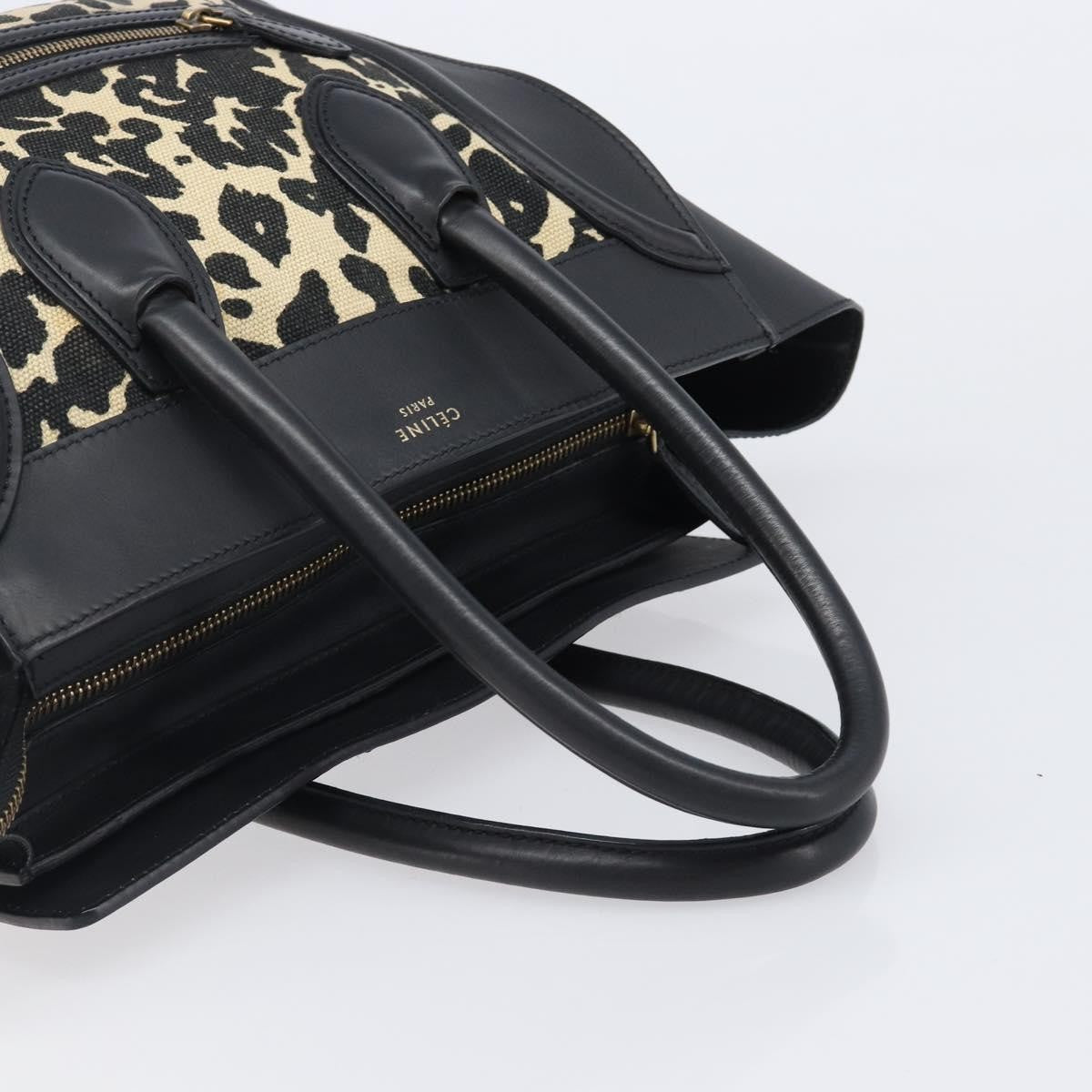 Celine Luggage Printed Canvas And Leather Black Leather Handbag (Pre-Owned)