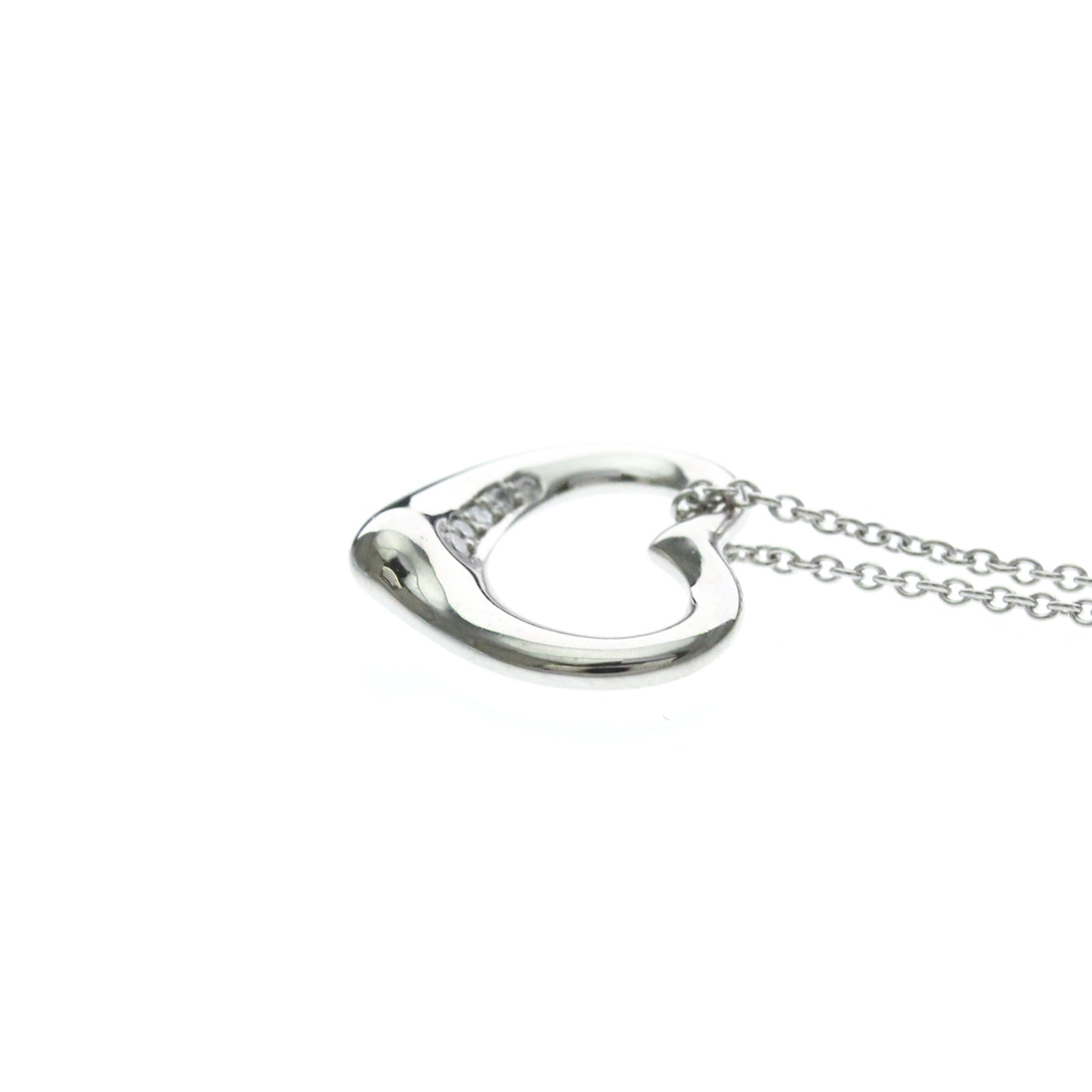 Tiffany & Co. Elsa Peretti Open Heart 5 Diamonds Pendant Platinum And Diamonds Silver Platinum Necklace Jewelry (Pre-Owned)