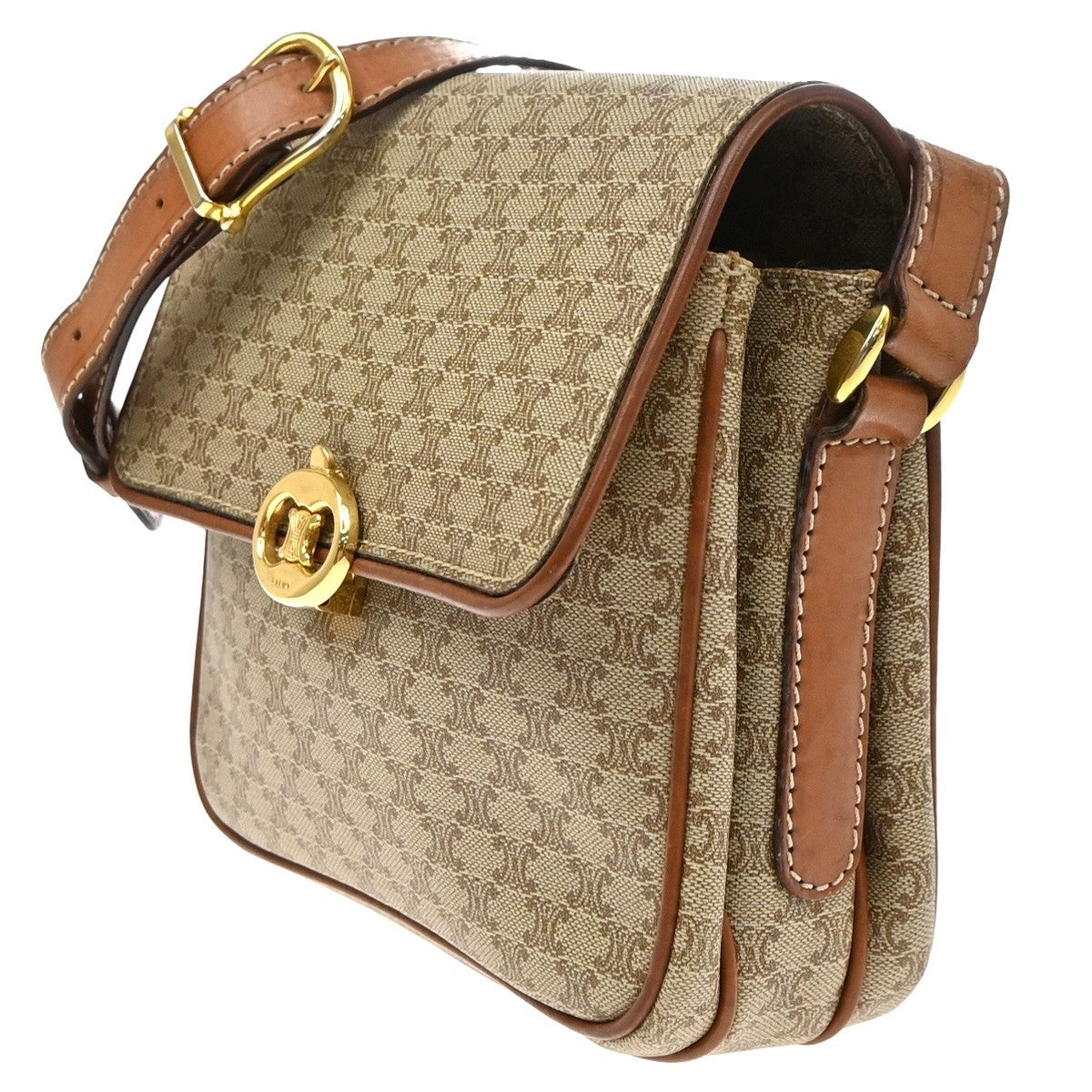 Celine Vintage Macadam Canvas Beige Canvas Shoulder Bag Bag (Pre-Owned)
